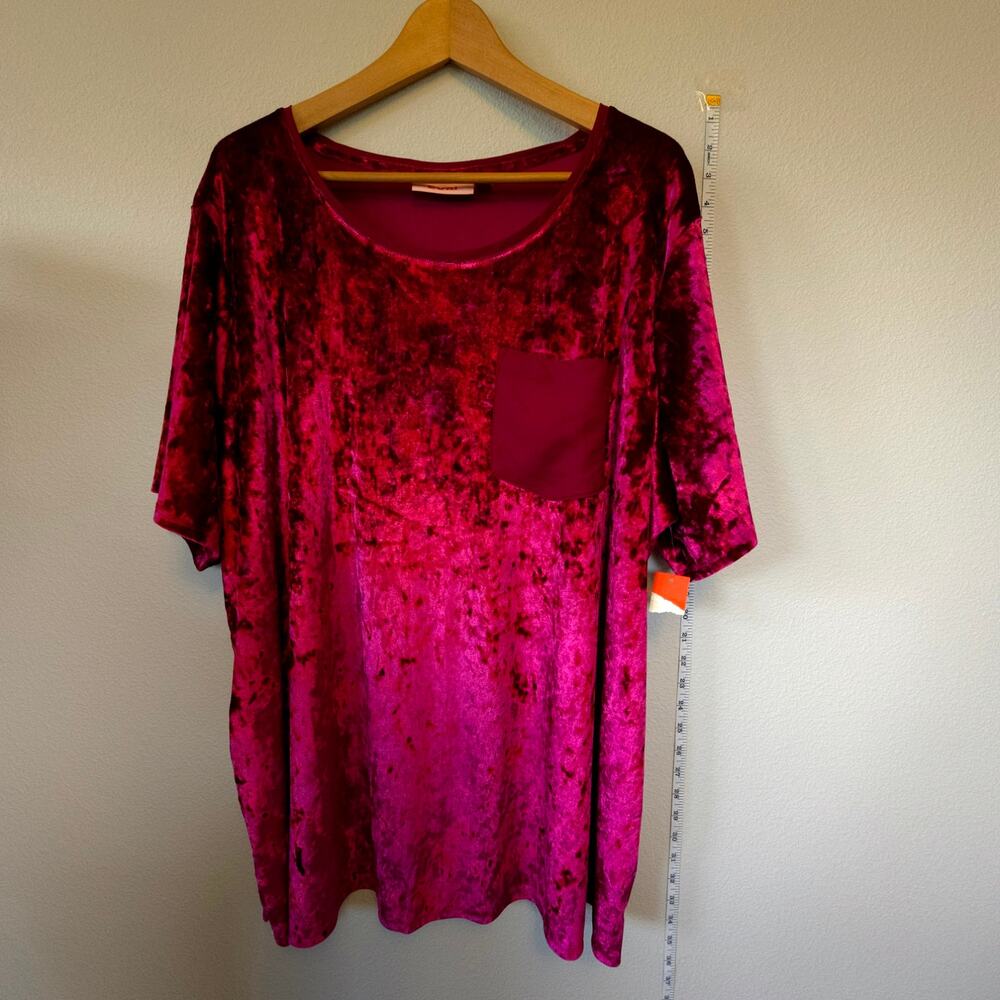 Evri Velvet Tshirt in Hot Fushia size 3X